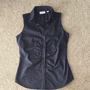 Black New York & Company Sleeveless Button-Up